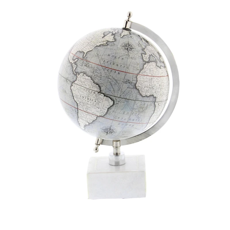 13" White Ceramic & Metal Contemporary Globe