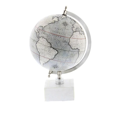 13" White Ceramic & Metal Contemporary Globe