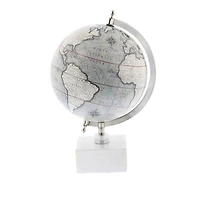 13" White Ceramic & Metal Contemporary Globe