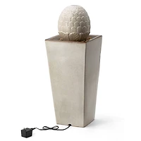 Glitzhome® 36" Oversized Sand Beige LED Ceramic Pedestal Fountain