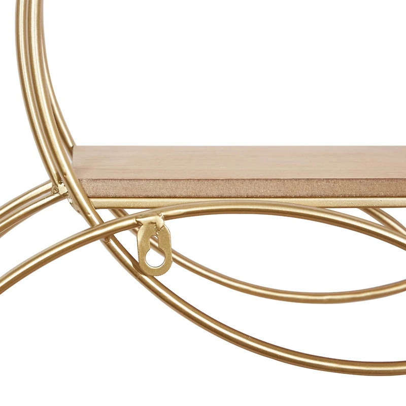 Gold Metal Contemporary Wall Shelf, 26" x 37" x 6"