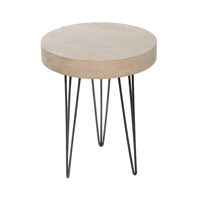 Brown Wood & Metal Modern Accent Table