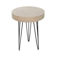 Brown Wood & Metal Modern Accent Table