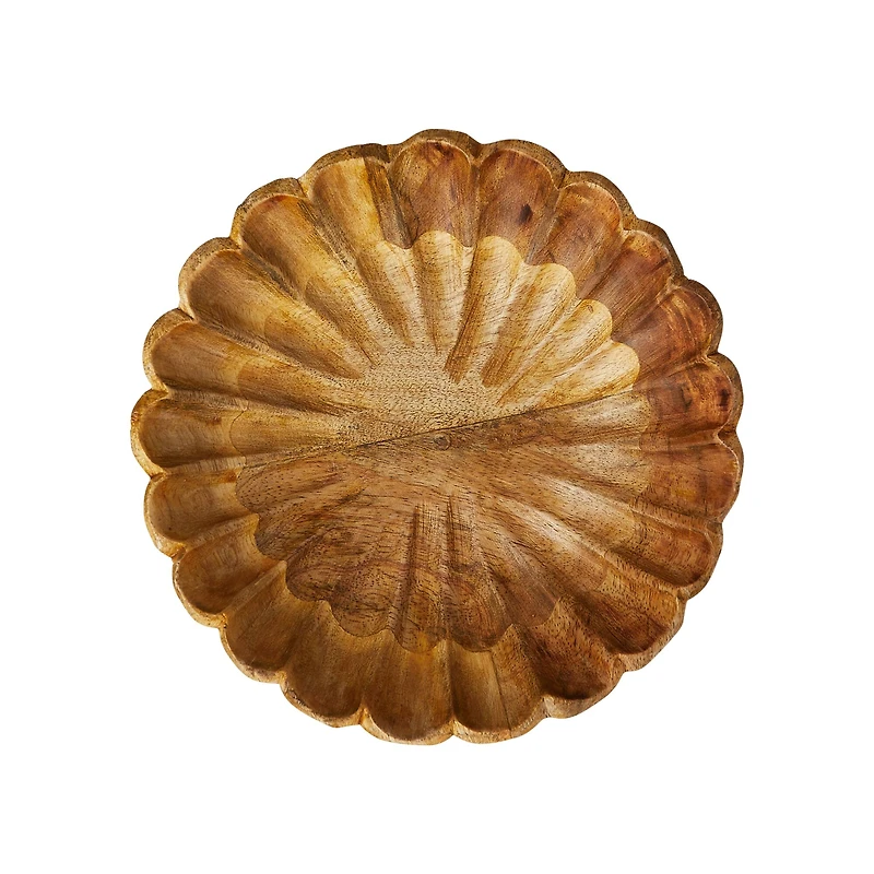 Hello Honey® 8" Natural Boho Carved Wood Bowl with Scalloped Edge