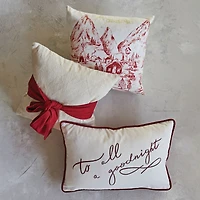 Hello Honey® Cream & Red Hand-Woven Cotton Slub Pillow with Bow