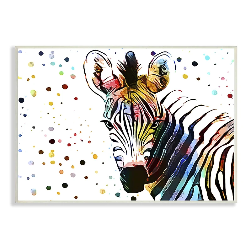 Stupell Industries Abstract Zebra Portrait Vibrant Modern Polka Dot Pattern Wall Plaque