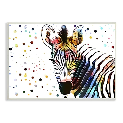 Stupell Industries Abstract Zebra Portrait Vibrant Modern Polka Dot Pattern Wall Plaque