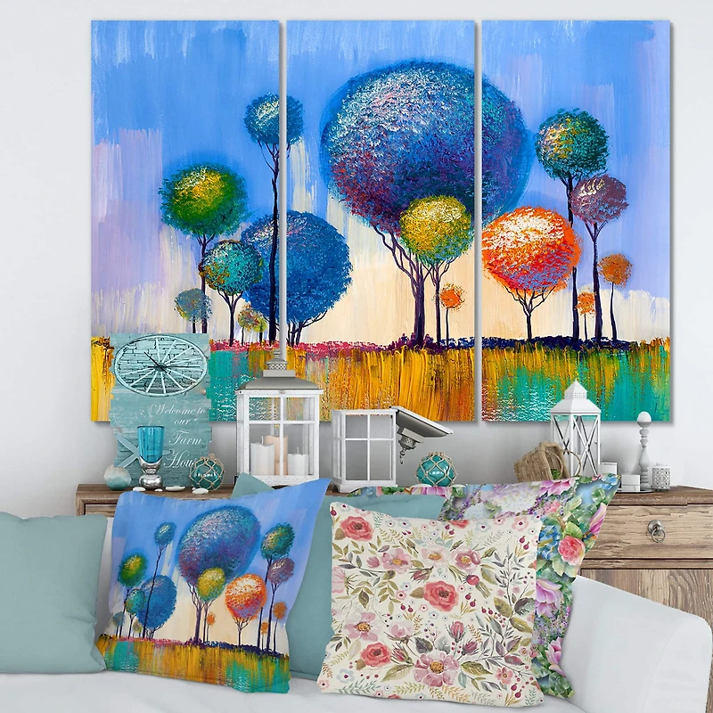 Designart - Colourful Trees Impressionist Landscape I