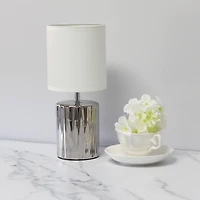 Simple Designs 11.5" Ruffled Metallic Chrome Capsule Table Lamp