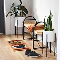 Hello Honey® White & Black Boho Embossed Metal Planters with Stands Set