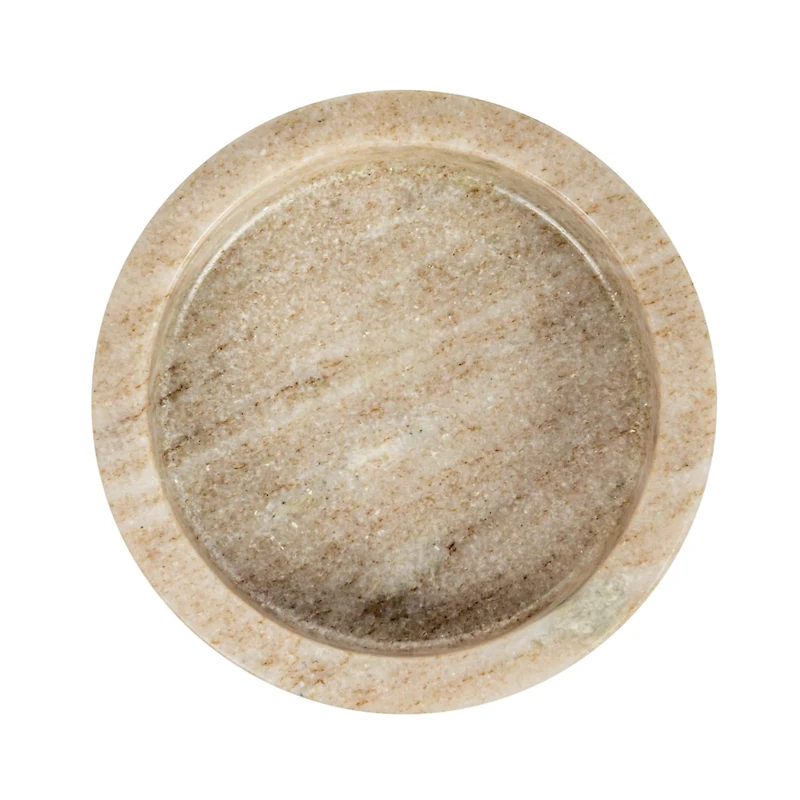 Hello Honey® 5" Beige Round Marble Dish & Bottle Holder