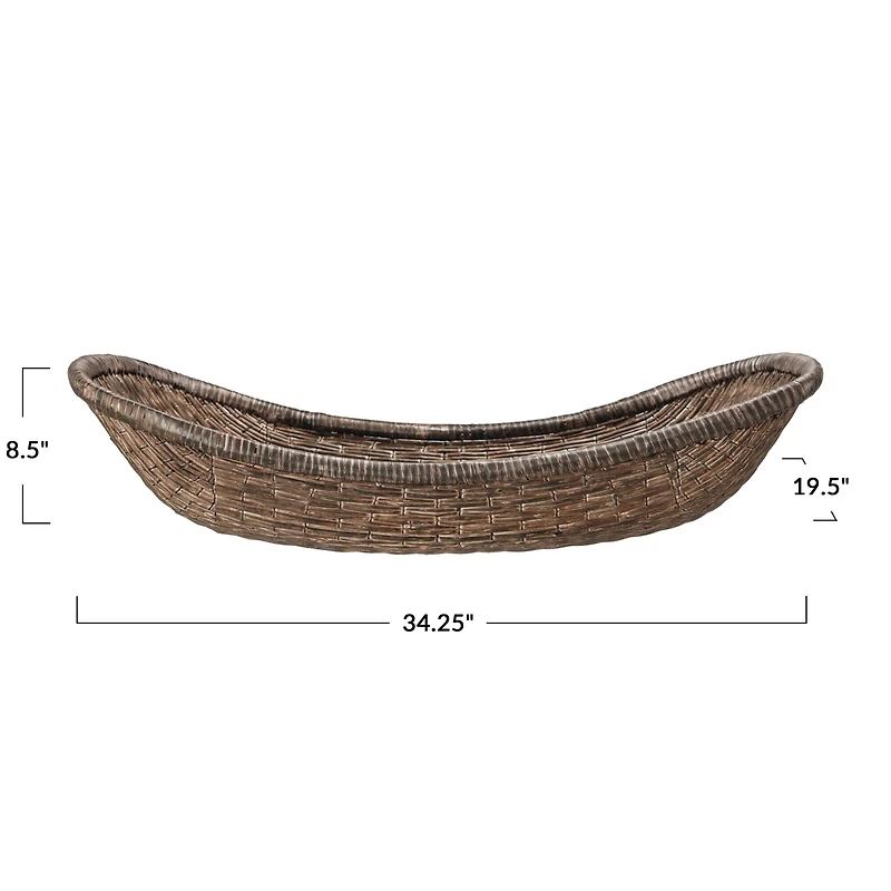Hello Honey® 34.25" Brown Antique Woven Wicker Tray Basket