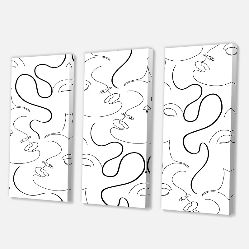 Designart - Monochrome One Line Drawing Portraits