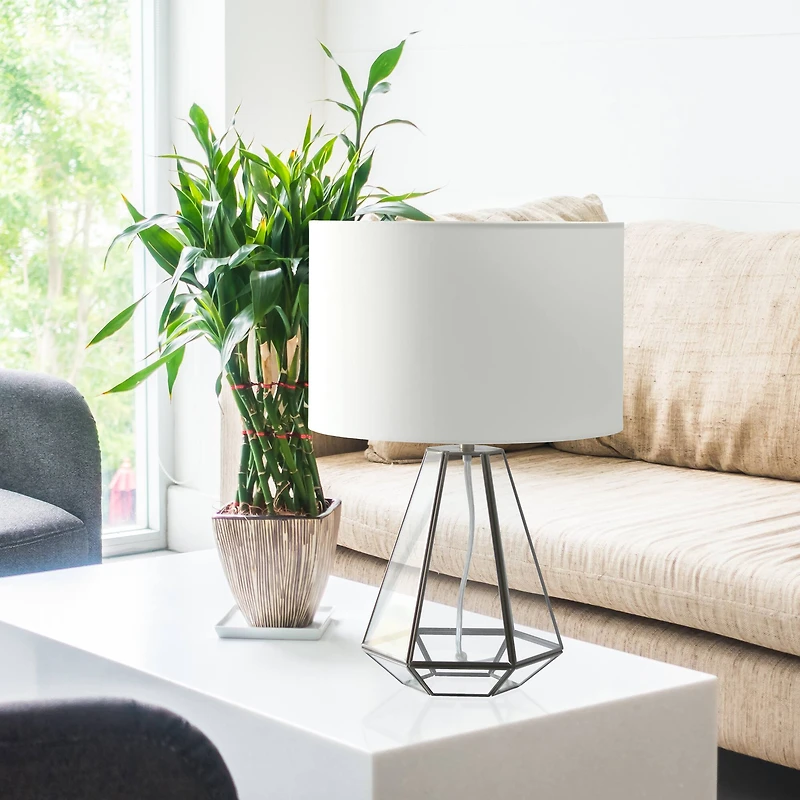 Lalia Home 18" Transparent Triagonal Brass Table Lamp