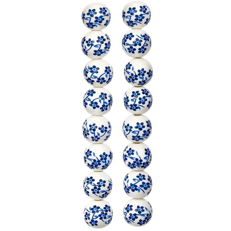 White & Sapphire Ceramic Round Beads, 12mm by Bead Landing™