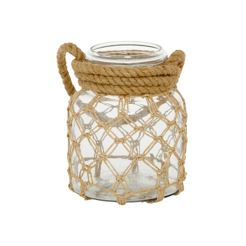 The Novogratz Brown Glass Coastal Lantern, 9" x 7" x 8"
