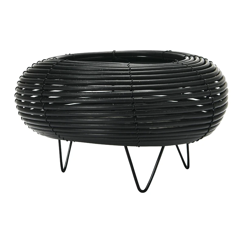 6" Black Plastic Planter with Metal Feet