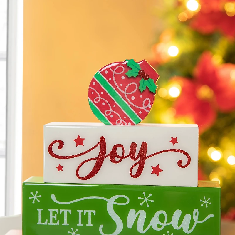 Glitzhome® 9.5" Christmas Wooden Block Word Sign