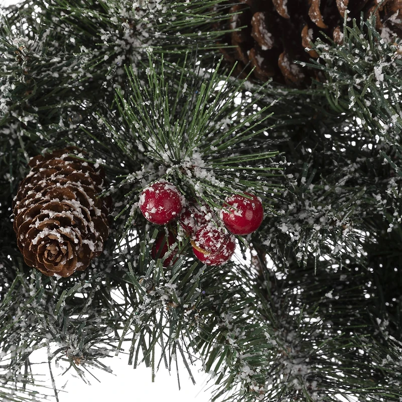 Glitzhome® 24" LED Glittered Pinecone Christmas Wreath