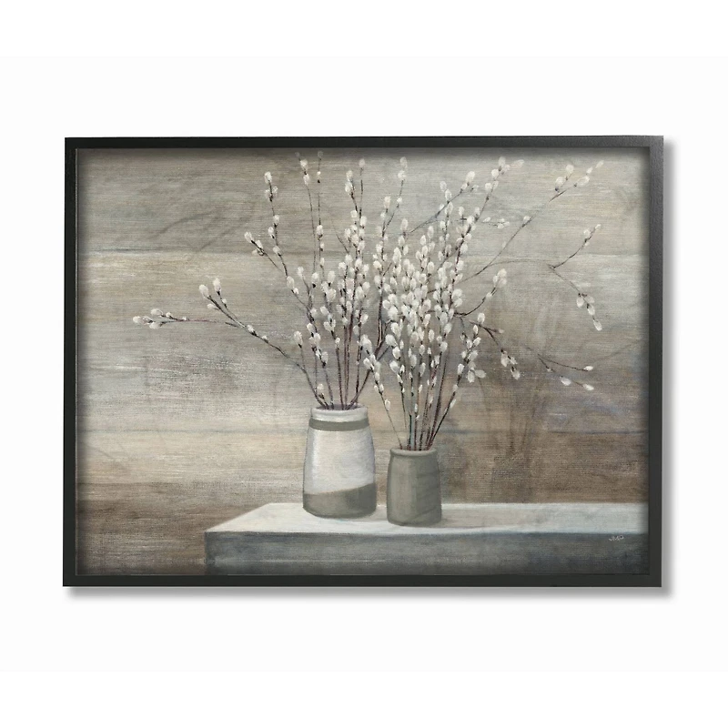 Stupell Industries Pussy Willow Still Life Wall Art in Frame