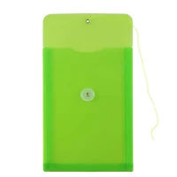 JAM Paper 6.25" x 9.25" Lime Green Button & String Closure Plastic Envelope, 12ct.