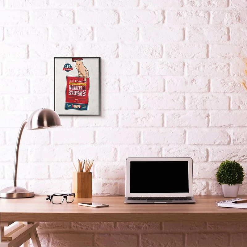 Stupell Industries Be Positive Comic Book Design with Black Frame Wall Accent