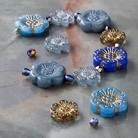 Blue Garden Czech Glass Flower Bead Mix by Bead Landing™