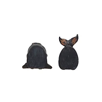 Distressed Black Whale Coastal Bookend Set