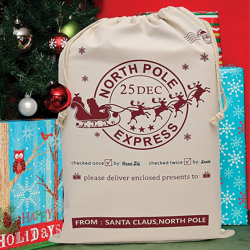 Personality Case™ 19" x 26" From Santa Christmas Cotton Drawstring Bag