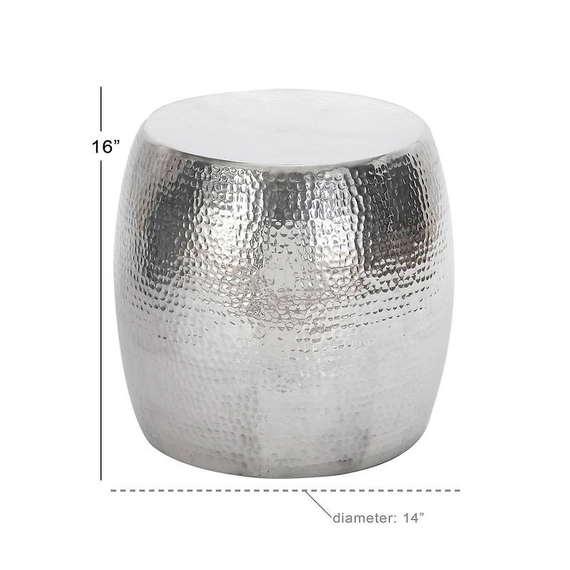 Silver Aluminum Contemporary Accent Table