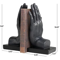 9.5" Black Polystone Hand Bookends, 2ct.