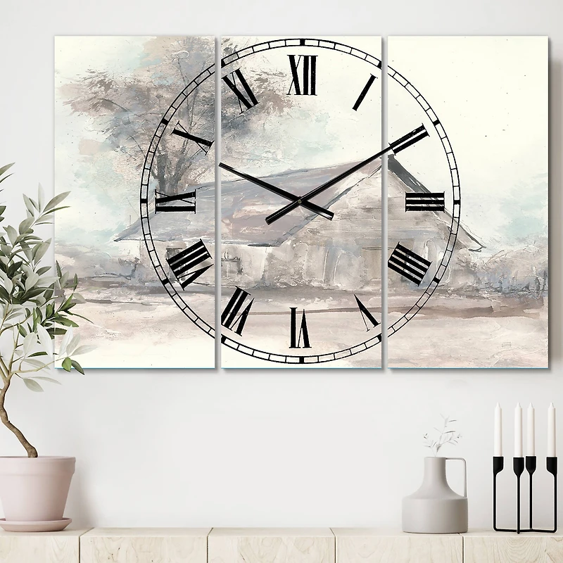 Designart 'Farmhouse Barn Grey Iii Farmhouse Multipanel Wall Clock