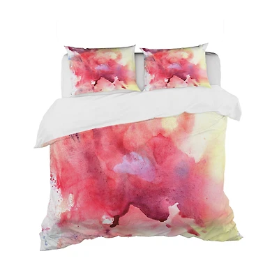 Designart 'Abstract Composition of Pink and Purple' Mid-Century Modern Bedding Set