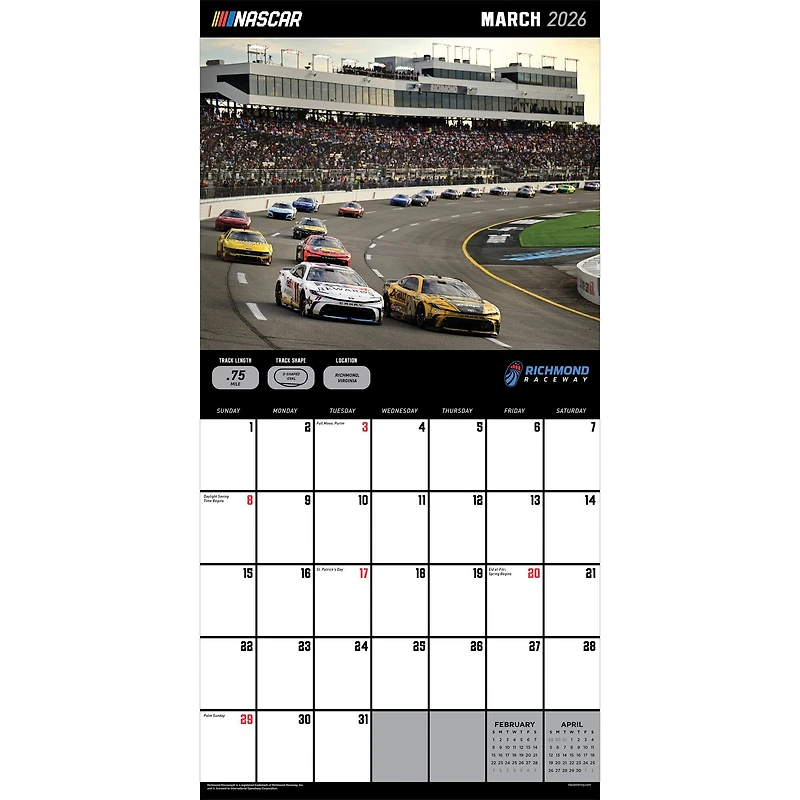 2026 Nascar Tracks Wall Calendar