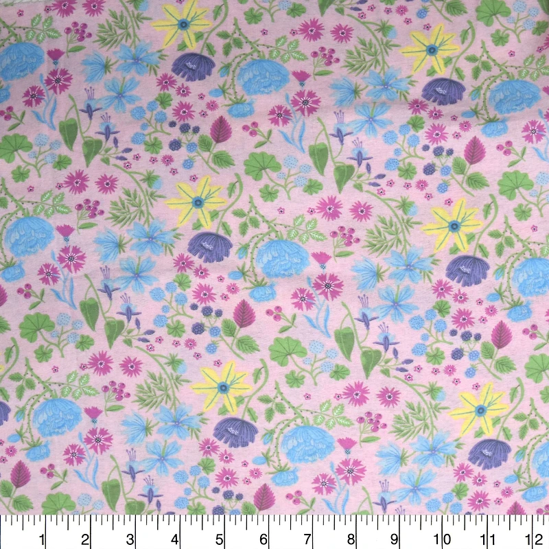Feldman Pink Flowers Cotton Flannel