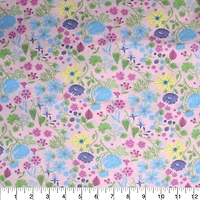 Feldman Pink Flowers Cotton Flannel
