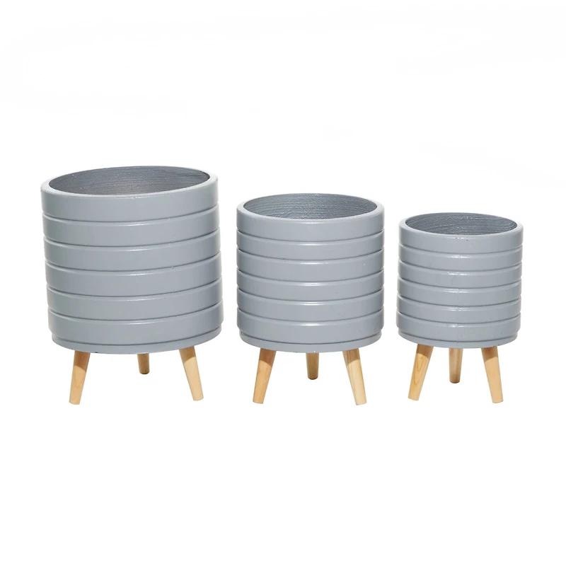 Set of 3 Grey MgO Contemporary Planter 14", 16", 18"