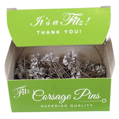 Fitz 3/4" Clear Diamond-Style Petite Corsage Pins, 100ct.
