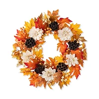 Glitzhome® 24" Fall Dahlia, Lotus Pod and Berry Wreath