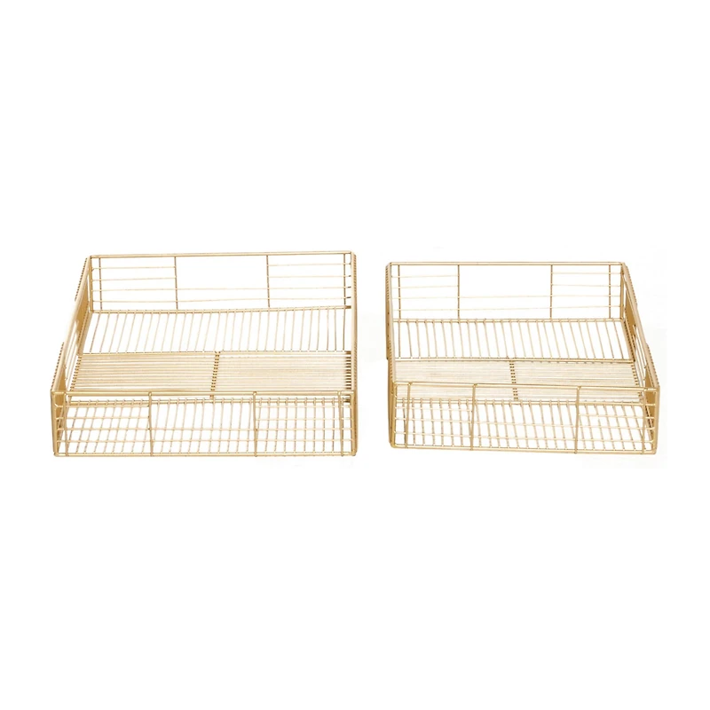 CosmoLiving by Cosmopolitan Gold Metal Contemporary Tray Set