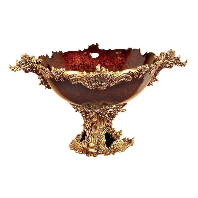 19" Gold Resin Traditional Décor Bowl