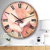 Designart 'Cute Light Pink Magnolia Flower Traditional Wall Clock