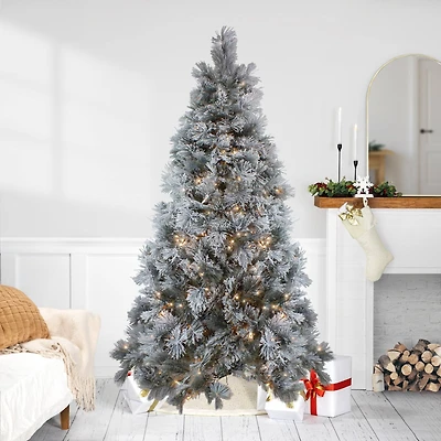 7.5ft. Pre-Lit Black Spruce Artificial Christmas Tree, Clear LED Lights