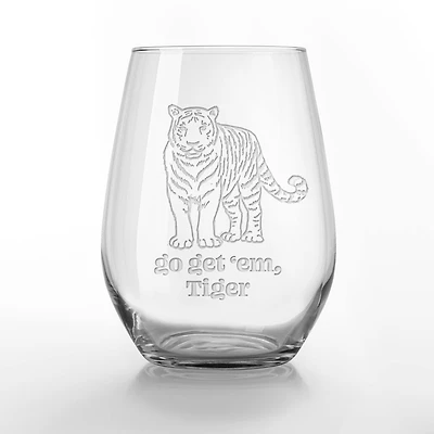 15oz Go Get 'Em Tiger Engraved Stemless Wine Glass