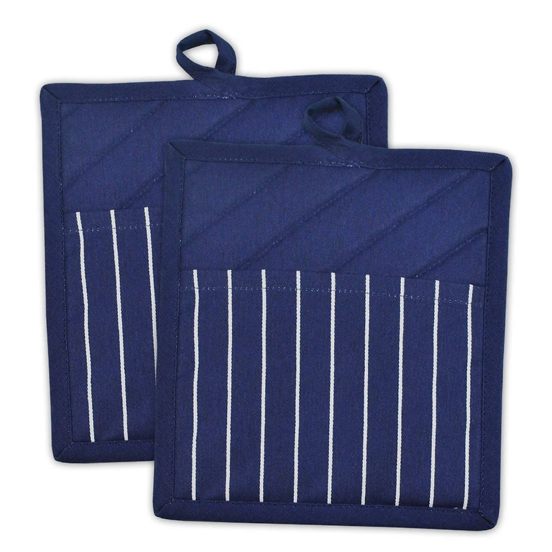 DII® Nautical Blue Stripe Chef Potholders, 6ct.