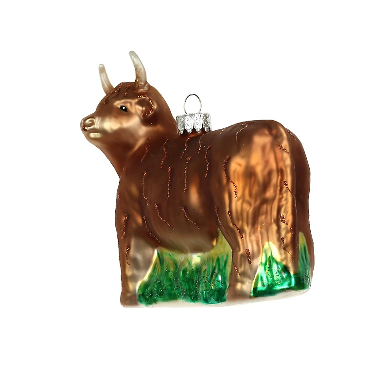 4.25" Brown Highland Cow Glass Ornament by Ashland®