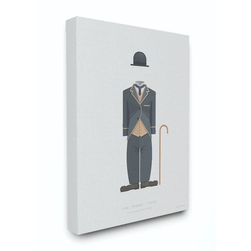 Stupell Industries Charlie Chaplin Minimalist Illustration Canvas Wall Art