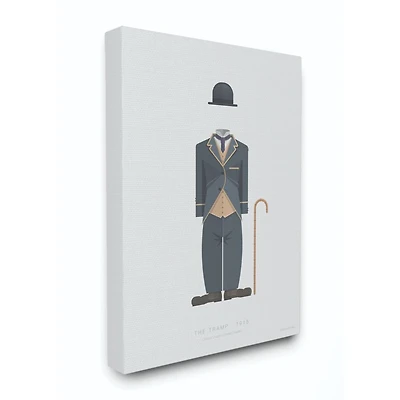 Stupell Industries Charlie Chaplin Minimalist Illustration Canvas Wall Art