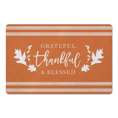 Grateful Thankful Blessed Stripes Floor Mat