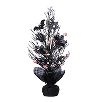 Glitzhome® 20"H Lighted Black and Pink Halloween Berries Table Tree